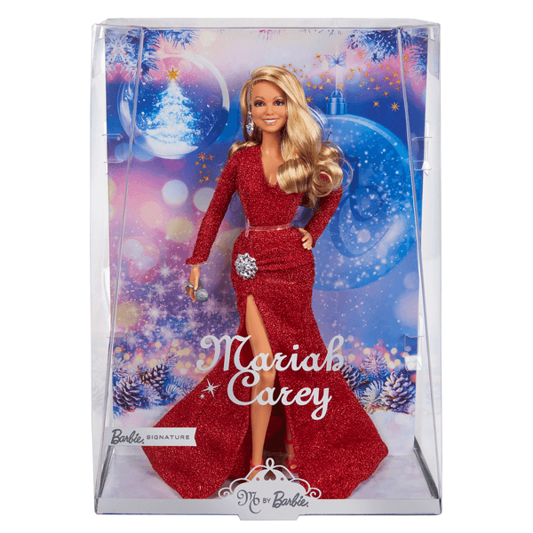 Barbie signature - mariah carey, bambola da collezione per celebrare il natale, con scintillante abito rosso e accessori argentati - Barbie