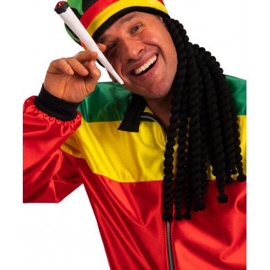 Set rasta (cappello con capelli, sigaro) su cartoncino - 