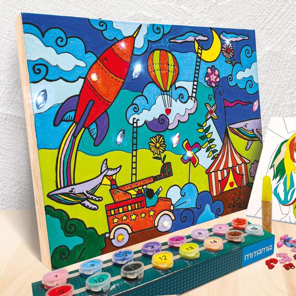 Super paint lab kit 16 col. acrilici c/pennello, 2 tele, gemme, glitter - 