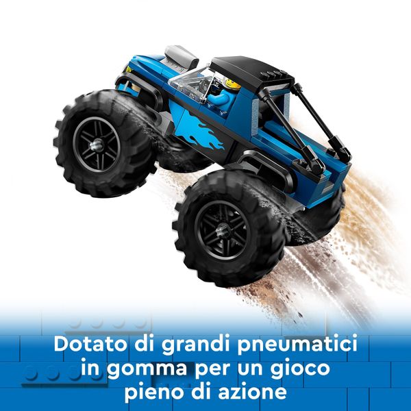 Lego city 60402 monster truck blu, veicolo giocattolo fuoristrada, giochi per bambini di 5+ anni con minifigure del pilota - LEGO CITY, LEGO