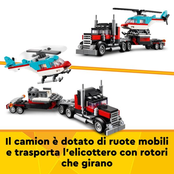 Lego creator 31146 3in1 autocarro con elicottero, giochi per bambini 7+ anni ricostruibile in aereo e cisterna o auto e suv - LEGO CREATOR, LEGO