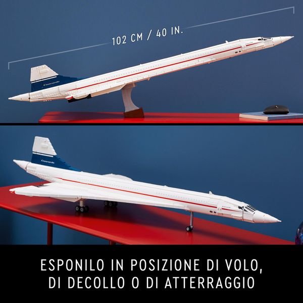 Lego icons 10318 concorde kit modellismo da costruire per adulti, iconico modellino di aereo passeggeri, regalo uomo o donna - LEGO, LEGO ICONS