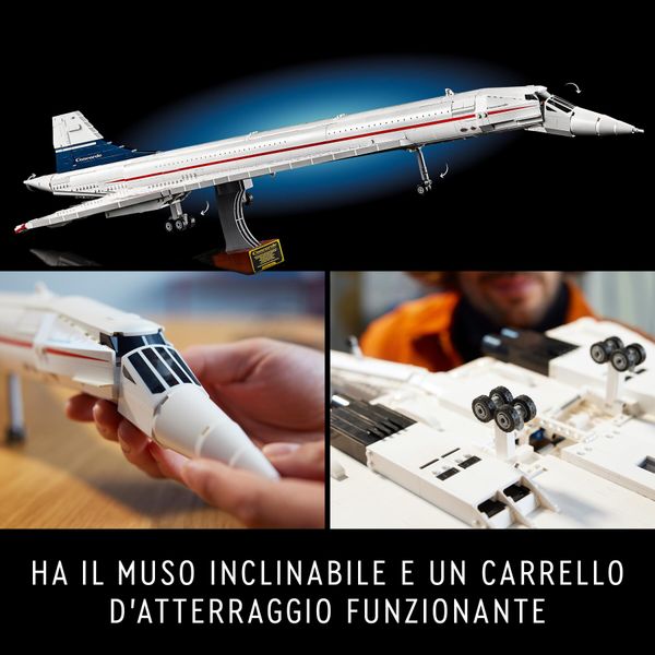 Lego icons 10318 concorde kit modellismo da costruire per adulti, iconico modellino di aereo passeggeri, regalo uomo o donna - LEGO, LEGO ICONS