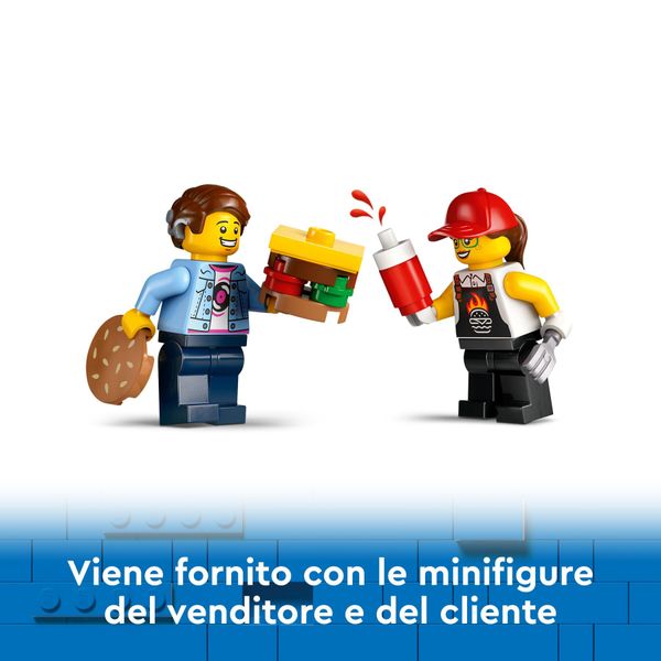 Lego city 60404 furgone degli hamburger giocattolo, veicolo per bambini 5+ anni, camion food truck con accessori e 2 minifigure - LEGO CITY, LEGO