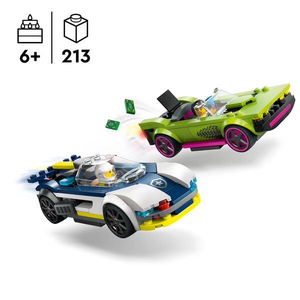 Lego city 60415 inseguimento della macchina da corsa, 2 modellini di auto della polizia, giocattolo per bambini di 6+ anni - LEGO CITY, LEGO