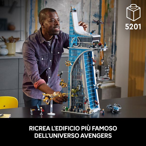 Lego marvel 76269 torre degli avengers, kit modellismo per adulti con modellino di aereo e 31 minifigure, regalo uomo o donna - LEGO SUPER HEROES, Avengers, LEGO, MARVEL