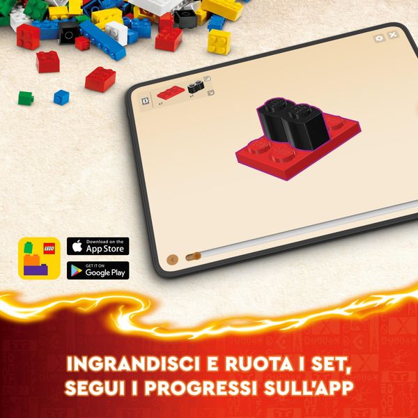 Lego ninjago 71808 mech elemento fuoco di kai, giochi per bambini di 7+ anni con 2 action figure da costruire e 4 minifigure - LEGO NINJAGO, LEGO