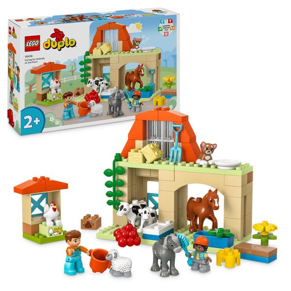 Lego duplo 10416 cura degli animali di fattoria giocattolo, gioco di ruolo educativo per bambini 2+ con figure giocattolo - LEGO DUPLO, Lego