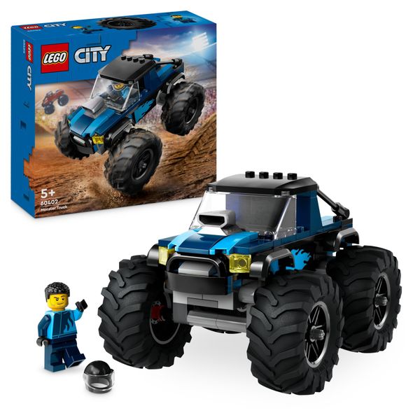 Lego city 60402 monster truck blu, veicolo giocattolo fuoristrada, giochi per bambini di 5+ anni con minifigure del pilota - LEGO CITY, Lego