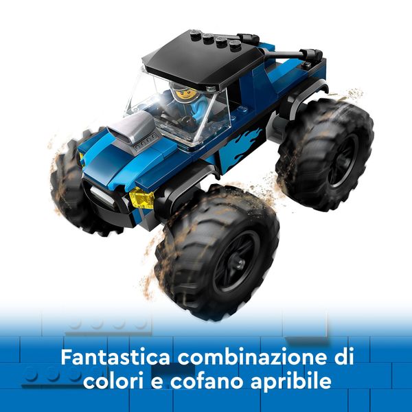 Lego city 60402 monster truck blu, veicolo giocattolo fuoristrada, giochi per bambini di 5+ anni con minifigure del pilota - LEGO CITY, LEGO