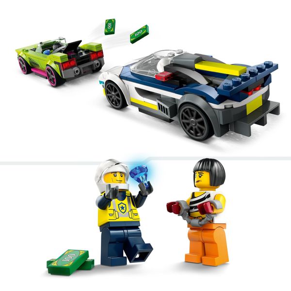 Lego city 60415 inseguimento della macchina da corsa, 2 modellini di auto della polizia, giocattolo per bambini di 6+ anni - LEGO CITY, LEGO
