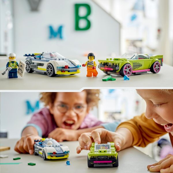 Lego city 60415 inseguimento della macchina da corsa, 2 modellini di auto della polizia, giocattolo per bambini di 6+ anni - LEGO CITY, LEGO