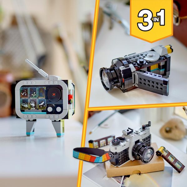 Lego creator 31147 3in1 fotocamera retro, giochi per bambini 8+ anni, macchina fotografica trasformabile in videcamera o tv - LEGO CREATOR, LEGO