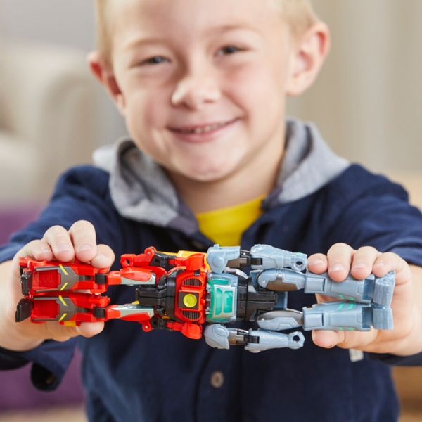 Transformers earthspark, cyber-combiner, action figure robot di twitch terrestre e robby malto - Transformers