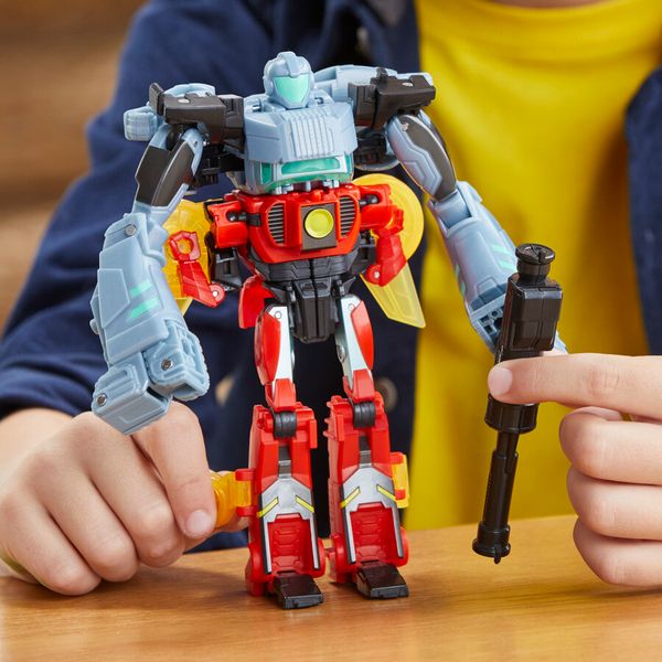 Transformers earthspark, cyber-combiner, action figure robot di twitch terrestre e robby malto - Transformers