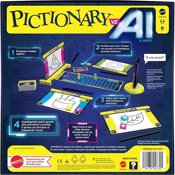 Pictionary vs. ai - la nuova versione di pictionary con l'intelligenza artificiale, i giocatori disegnano e l'ia indovina - MATTEL GAMES, PICTIONARY