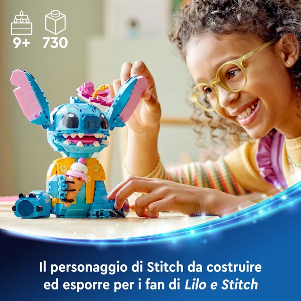 Lego disney 43249 stitch, gioco per bambini 9+, personaggio da costruire con parti mobili, idea regalo divertente dal film - Disney, Disney Stitch, LEGO