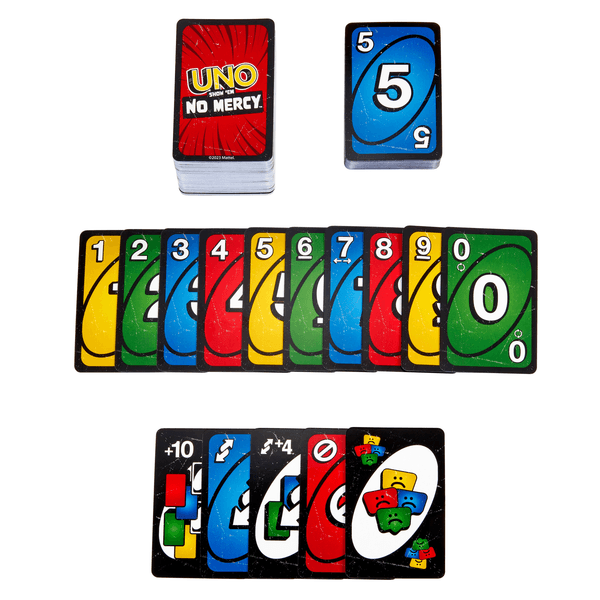 Uno no mercy - la versione di uno più brutale di sempre, con 56 nuove carte, regole speciali e carte azione spietate - MATTEL GAMES, UNO