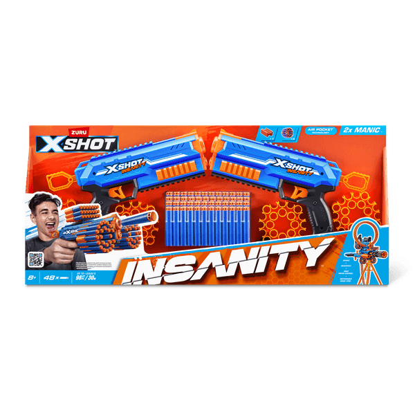 Confezione combo di pistole xshot insanity double manic (48 dardi) - X-SHOT