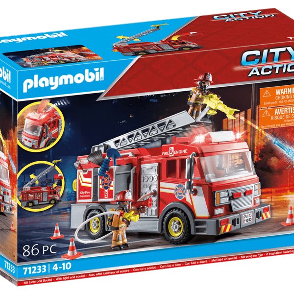 Playmobil 71233 camion dei vigili del fuoco con luci e suoni per bambini dai 4 anni - Playmobil