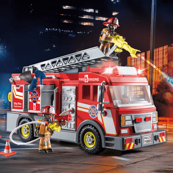 Playmobil 71233 camion dei vigili del fuoco con luci e suoni per bambini dai 4 anni - Playmobil