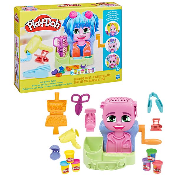 Play-doh - capelli pazzerelli, playset per giocare al parrucchiere, giocattoli di fantasia per bambini e bambine dai 3 anni in su - PLAY-DOH