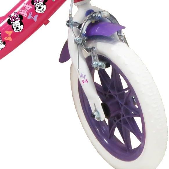Bicicletta da 12 pollici di minnie, con stabilizzatori laterali, cestino anteriore personalizzato - Minnie
