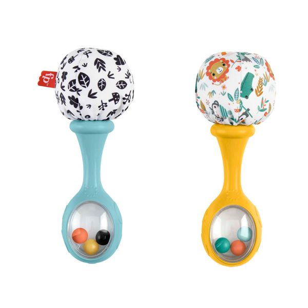 Fisher-price - maracas, set di 2 maracas sonaglino con motivi ad alto contrasto e suoni divertenti - FISHER-PRICE