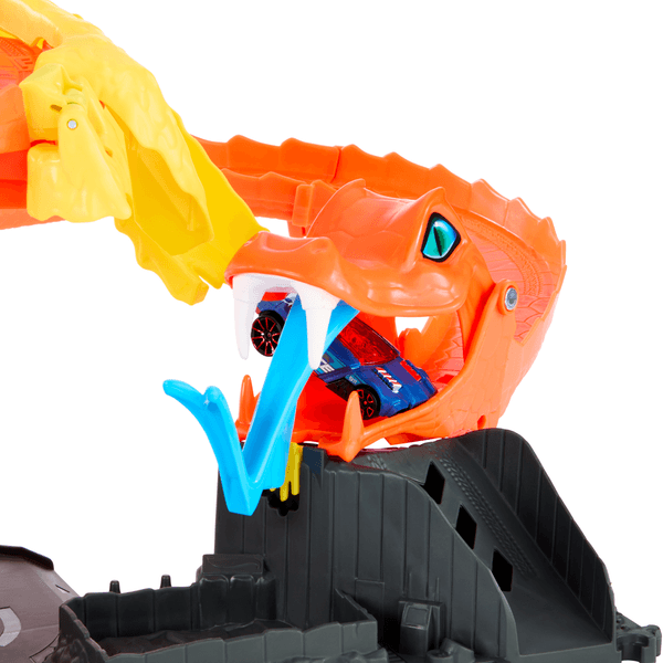 Hot wheels - attacco del cobra in pizzeria, playset con pista a spirale e funzione a scomparsa casuale con 3 percorsi, veicolo incluso - Hot Wheels