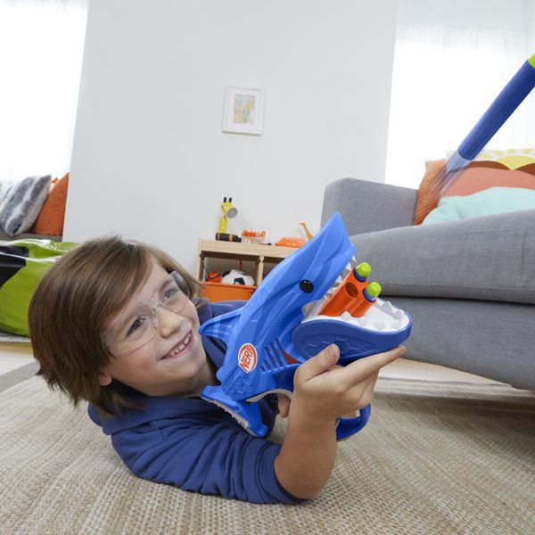 Nerf junior wild - sharkfire, blaster a forma di squalo, facile da usare - NERF