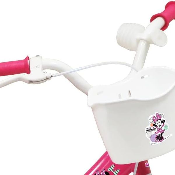 Bicicletta da 12 pollici di minnie, con stabilizzatori laterali, cestino anteriore personalizzato - Minnie
