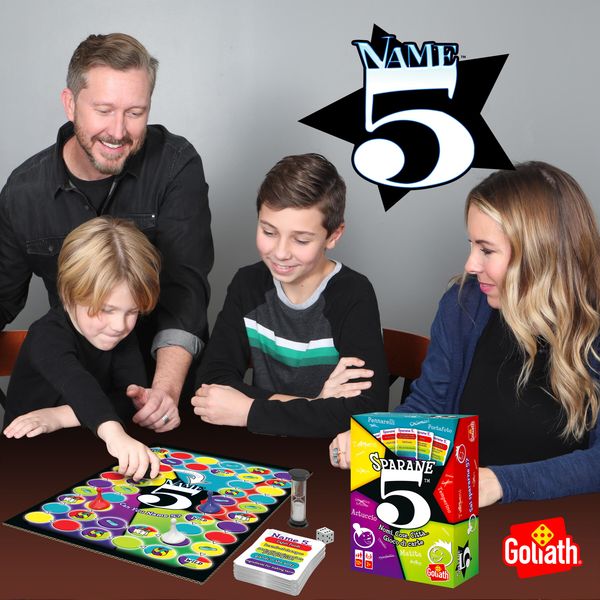 Goliath sparane 5, name 5, gioco di societa', gioco di carte e domande per la famiglia, dai dodici anni in su, divertente e multicolore - GOLIATH