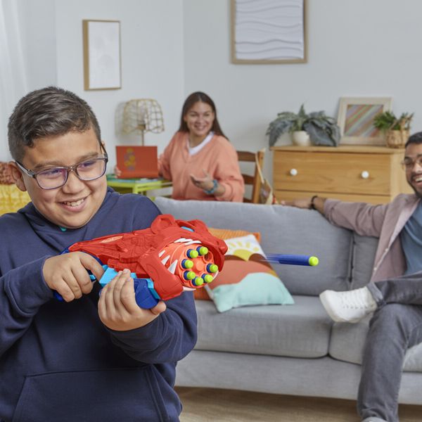 Nerf junior wild - lionfury, blaster a forma di leone, facile da usare - NERF