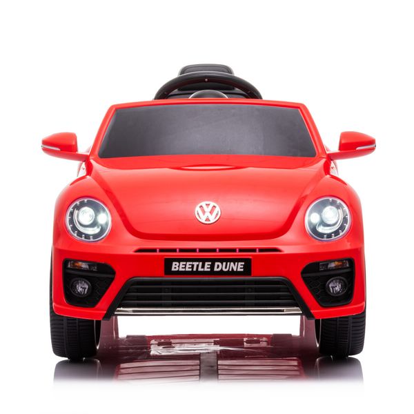 Auto elettrica per bambini volkswagen the beetle rossa r/c 12v luci e suoni, bluetooth - 