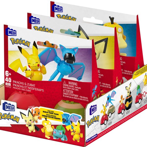 Mega pokémon - set collezione di poké balls, ciascuno da costruire con 40 mattoncini e che include 2 poké balls e 2 personaggi del mondo pokémon - MEGA BLOKS, POKEMON