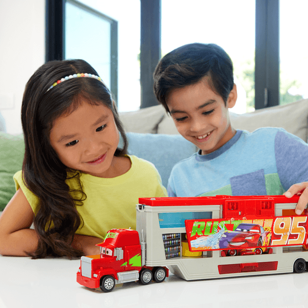 Cars - mack officina cambia colore, playset con truck e saetta mcqueen trasformabili - Cars, Disney