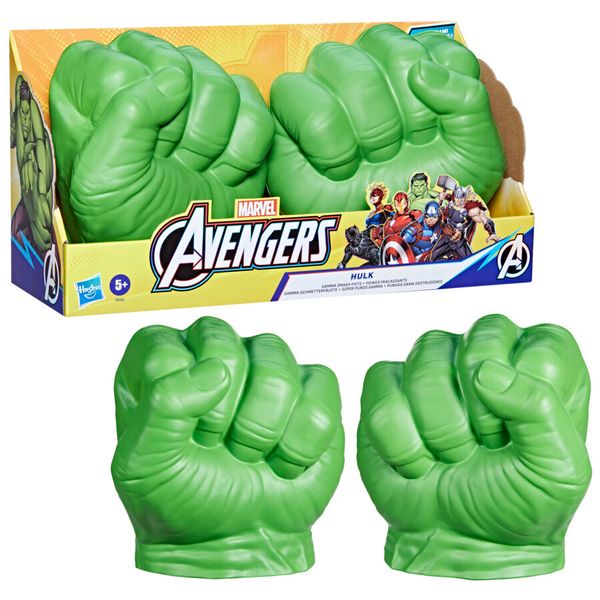 Hasbro marvel avengers, pugni di hulk verdi, super pungi gamma, giocattolo per roleplay - Avengers, MARVEL