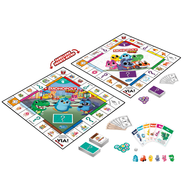 Hasbro gaming - monopoly junior 2 giochi in 1, gioco da tavolo, tabellone fronte-retro - HASBRO GAMING