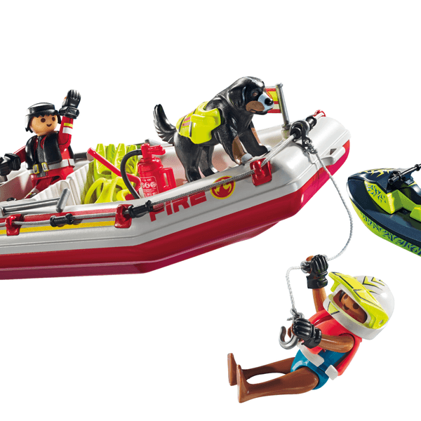 Playmobil 71464 gommone dei pompieri e acquascooter per bambini dai 4 anni - Playmobil