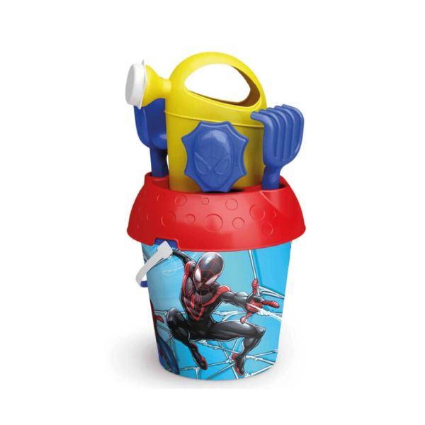 Secchiello spiderman cm 18 con innaffiatoio, setaccio, paletta, rastrello e formina - Avengers, Spiderman