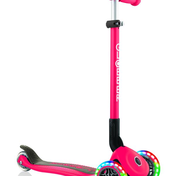 Globber primo foldable lights: monopattino 3 ruote rosso- per bambini 3-7 anni - GLOBBER