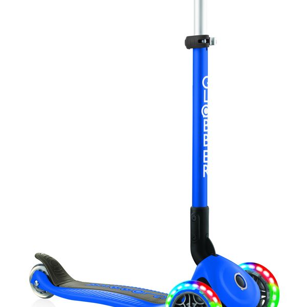 Monopattino 3 ruote navy blue - globber primo foldable lights - per bambini 3-7 anni - GLOBBER