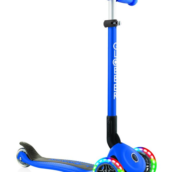 Monopattino 3 ruote navy blue - globber primo foldable lights - per bambini 3-7 anni - GLOBBER