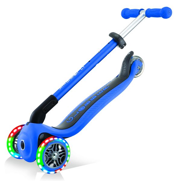 Monopattino 3 ruote navy blue - globber primo foldable lights - per bambini 3-7 anni - GLOBBER