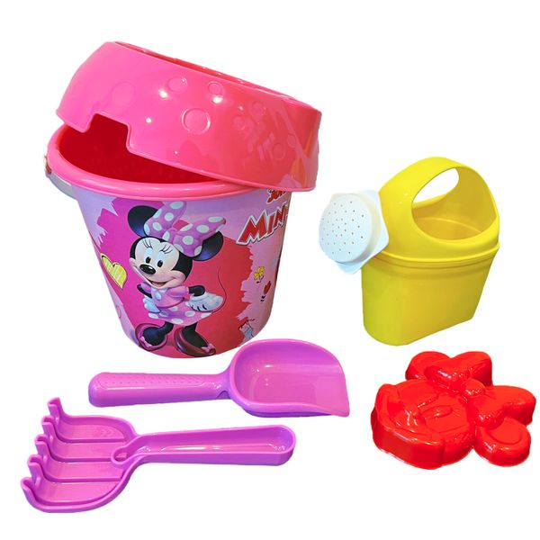 Secchiello minnie cm 18 con innaffiatoio, setaccio, paletta, rastrello e formina - Minnie