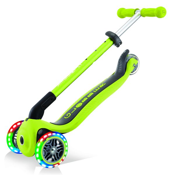 Globber primo foldable lights: monopattino 3 ruote verde - per bambini 3-7 anni - GLOBBER
