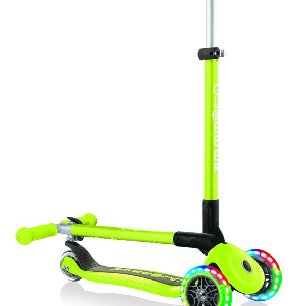 Globber primo foldable lights: monopattino 3 ruote verde - per bambini 3-7 anni - GLOBBER