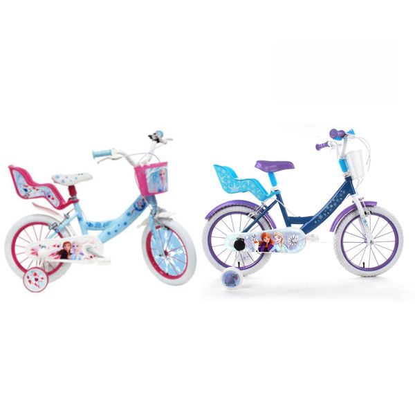 Bicicletta da bambini da 14 pollici con portabambole - cestino e stabilizzatori laterali di disney frozen - DISNEY PRINCESS, Disney, Frozen