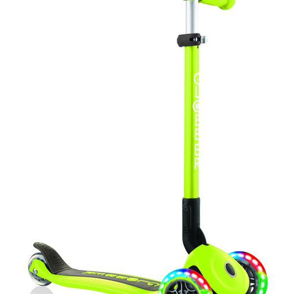 Globber primo foldable lights: monopattino 3 ruote verde - per bambini 3-7 anni - GLOBBER