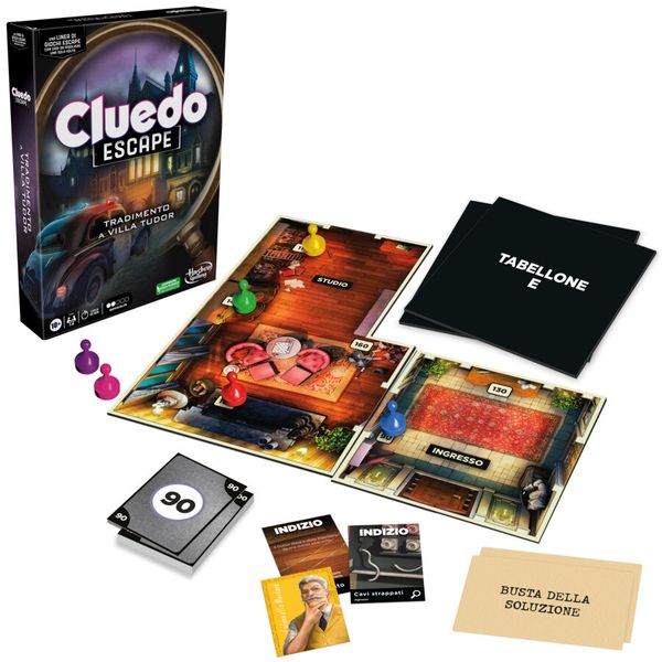 Cluedo escape - il tradimento a villa tudor refresh, un gioco di misteri ed enigmi in versione escape game, un gioco da tavolo cooperativo per famiglie, dai 10 anni in su, da 1 a 6 giocatori - HASBRO GAMING
